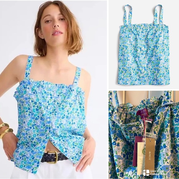 NWT Floral Blue Top by J. Crew - Picture 1 of 10